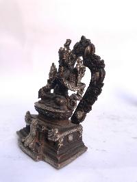 Tibetan Statue Of White Tara, On Throne, [silver Plated Oxidized]