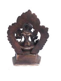 Tibetan Statue Of White Tara, On Throne, [silver Plated Oxidized]