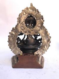 Tibetan Statue Of White Tara, On Throne, [silver Plated Oxidized]