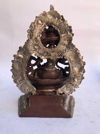 Tibetan Statue Of Vajrasattva, On Throne, [silver Plated Oxidized]