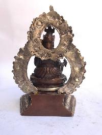 Tibetan Statue Of Padmasambhava, On Throne, [silver Plated Oxidized]