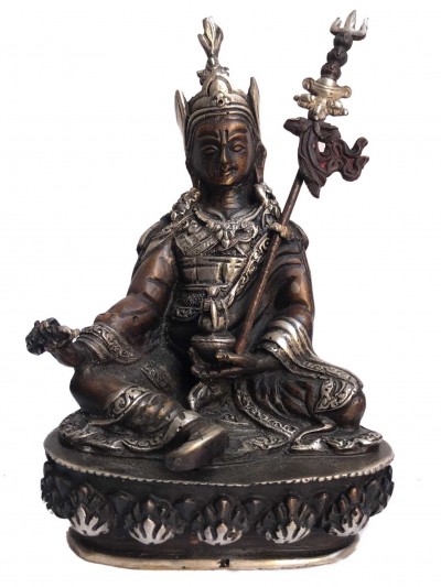 Tibetan Statue Of Padmasambhava, [silver Plated Oxidized]