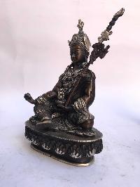 Tibetan Statue Of Padmasambhava, [silver Plated Oxidized]