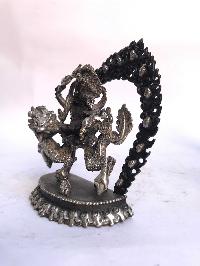 Tibetan Statue Of White Jambhala, [silver Plated Oxidized]