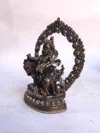 Tibetan Statue Of Namtose Vaisravana Lion Jambhala, [silver Plated Oxidized]