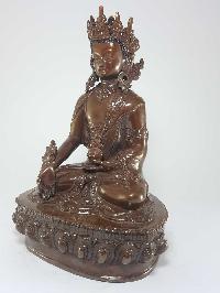 Tibetan Statue Of Crown Medicine Buddha, [oxidized Finishing]