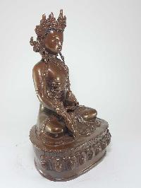 Tibetan Statue Of Crown Medicine Buddha, [oxidized Finishing]