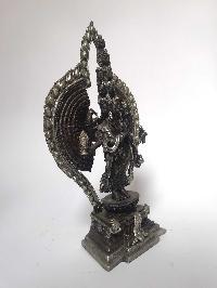 Tibetan Statue Of Sahasrabhuja Avalokitesvara, [silver Plated Oxidized]