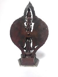 Tibetan Statue Of Sahasrabhuja Avalokitesvara, [silver Plated Oxidized]