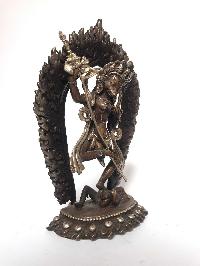 Tibetan Statue Of Simhamukha Yogini, Senge Dongma, [silver Plated Oxidized]