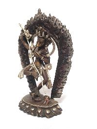 Tibetan Statue Of Simhamukha Yogini, Senge Dongma, [silver Plated Oxidized]