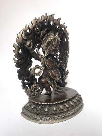 Tibetan Statue Of Vajrapani [chana Dorje], [silver Plated Oxidized]