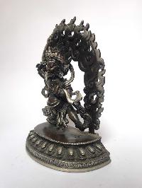 Tibetan Statue Of Vajrapani [chana Dorje], [silver Plated Oxidized]