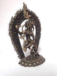 Tibetan Statue Of Vajravarahi - Dorje Phagmo Yogini, [silver Plated Oxidized]