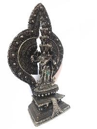 Tibetan Statue Of Sahasrabhuja Avalokitesvara, [silver Plated Oxidized]