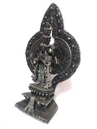 Tibetan Statue Of Sahasrabhuja Avalokitesvara, [silver Plated Oxidized]