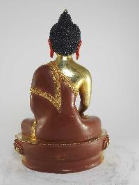 Tibetan Statue Of Shakyamuni Buddha, [partly Gold Plated], [painted Face]