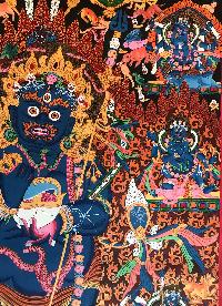 Tibetan Thangka Of Mahakala Panjaranatha In [newari Paubha]