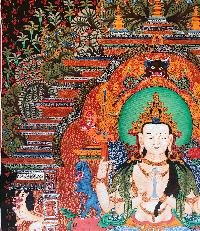 Tibetan Thangka Chenrezig Of In [newari Paubha], With [real Gold]