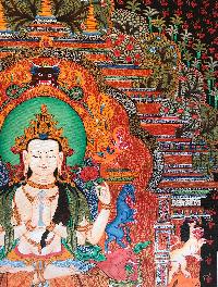 Tibetan Thangka Chenrezig Of In [newari Paubha], With [real Gold]