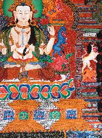 Tibetan Thangka Chenrezig Of In [newari Paubha], With [real Gold]