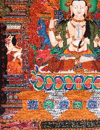 Tibetan Thangka Chenrezig Of In [newari Paubha], With [real Gold]