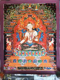 Tibetan Thangka Of White Tara In [newari Paubha], With [real Gold]