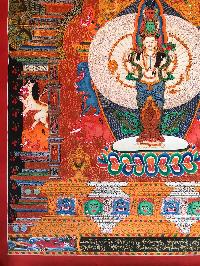 Tibetan Thangka Of Sahasrabhuja Avalokitesvara In [newari Paubha], With [real Gold]