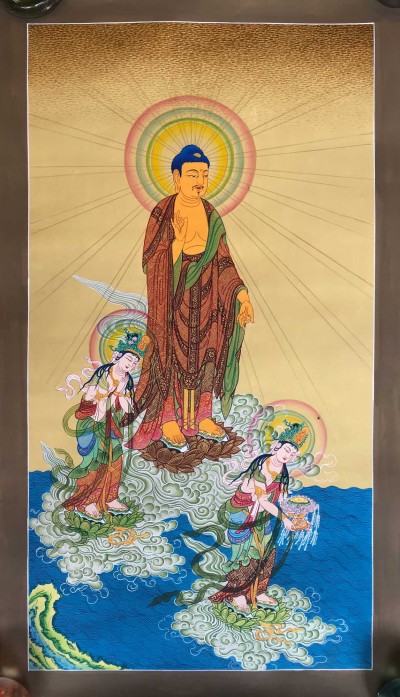 Japanese Thangka Of Buddha, With [real Gold]