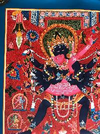 Tibetan Thangka Chakrasamvara - Heruka With Consort, [shakti], Yab-yum Of In [newari Paubha], With [real Gold]