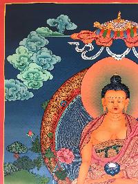 Tibetan Thangka Of Shakyamuni Buddha,traditional Color, [using Real Gold]