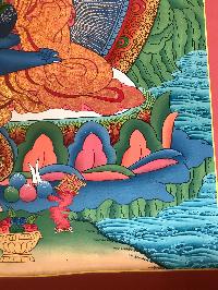 Tibetan Thangka Of Medicine Buddha,traditional Color, [using Real Gold]