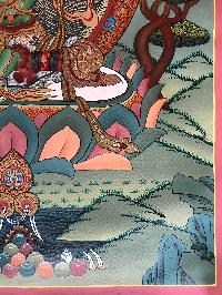 Tibetan Thangka Of Green Tara,traditional Color, [using Real Gold]