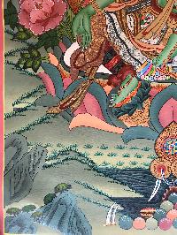 Tibetan Thangka Of Green Tara,traditional Color, [using Real Gold]