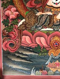 Tibetan Thangka Of Chenrezig - Kharcheri,traditional Color, [using Real Gold]