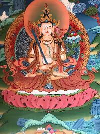 Tibetan Thangka Of Manjushri,traditional Color, [using Real Gold]