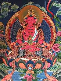 Tibetan Thangka Of Aparimita - Chepame,traditional Color, [using Real Gold]