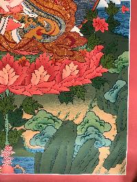 Tibetan Thangka Of Padmasambhava,traditional Color, [using Real Gold]