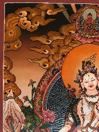 Tibetan Thangka Of White Tara,traditional Color, [using Real Gold]