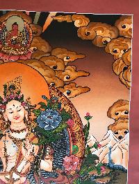 Tibetan Thangka Of White Tara,traditional Color, [using Real Gold]