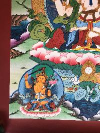 Tibetan Thangka Of Chenrezig-kharcheri,traditional Color, [using Real Gold],with [manjushri And Vajrapani [chana Dorje]]