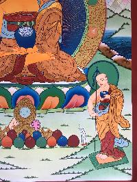 Tibetan Thangka Of Shakyamuni Buddha,traditional Color, [using Real Gold]