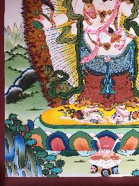 Tibetan Thangka Of White Mahakala,traditional Color, [using Real Gold]