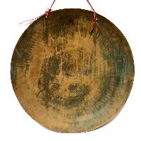 Tibetan Flat Gong, [white Tara Design], Wind Gong, Flat Gong