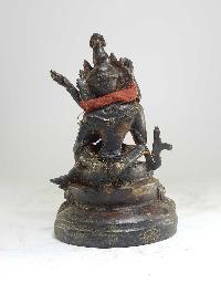 Buddhist Miniature Statue Of Vajrasattva With Consort, [shakti], Yab-yum, [antique Finishing]
