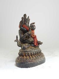Buddhist Miniature Statue Of Vajrasattva With Consort, [shakti], Yab-yum, [antique Finishing]
