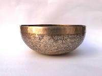 Hand Beaten Bronze Singing Bowl With [etching Carving]