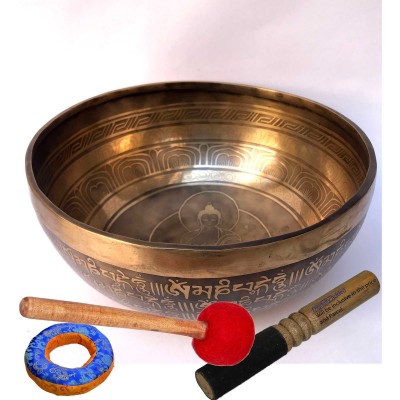 Hand Beaten Bronze Singing Bowl With [etching Carving]