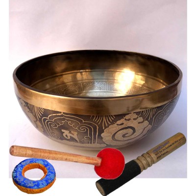 Hand Beaten Bronze Singing Bowl With [etching Carving]