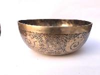 Hand Beaten Bronze Singing Bowl With [etching Carving]